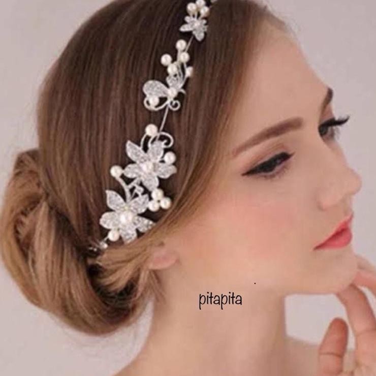 Headpiece Hijab Hiasan Rambut Bunga Mutiara Hiasan Hijab Mutiara Bunga Headpiece