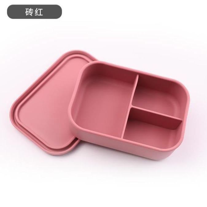 Tempat Bekal Anak TK Cowok dan Cewek Bahan Silicon Bebas BPA Kotak Makan 3 Sekat