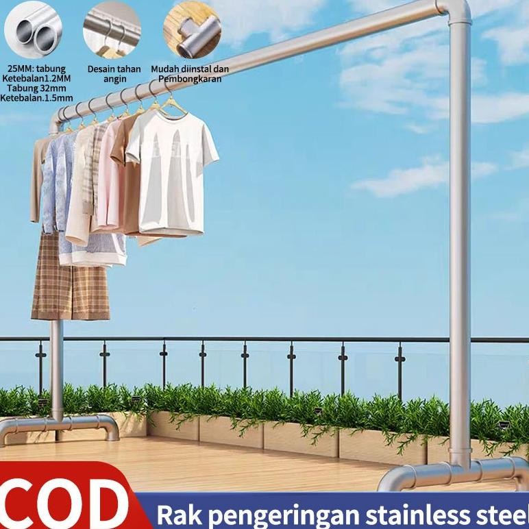 304 Tabung Baja Jemuran/Jemuran Baju Tabung Jemuran baju Jemuran baju besi kuat besar