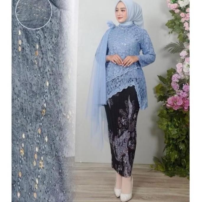 COD - Rumah Kebaya Setelan Kebaya Brukat Modern / Kebaya Selena Payet Coksu / Set Kebaya Brokat Rok 