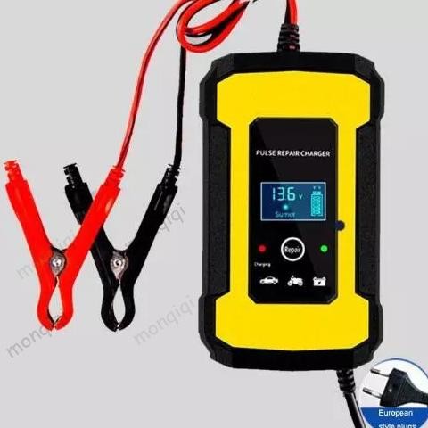 Monqiqi Charger Aki Motor Charger Aki Mobil Intelligent Battery Charger Aki Mobil 12V 6A  Charger Ak