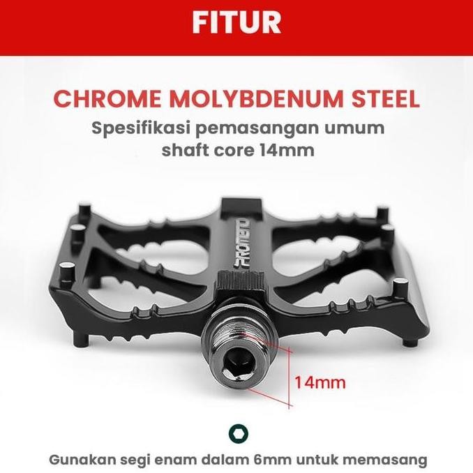 PROMEND BICYCLE PEDAL SEPEDA BEARING ALUMINIUM ALLOY NON SLIP PEDAL SEPEDA LIPAT MTB ROADBIKE ORIGIN