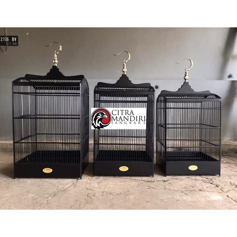 Sangkar Kandang Burung Kotak No 1, 2, 3 CMS Black Hitam Original Asli