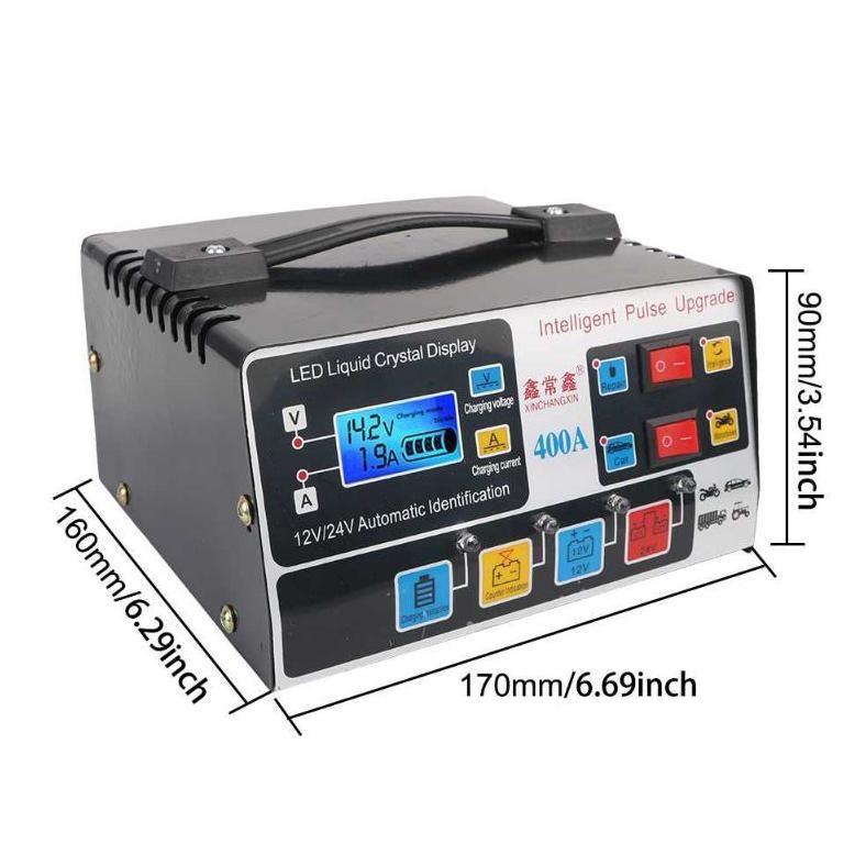 Charger Aki Mobil Motor 12V 24V Smart Charger Accu 12 Volt 24 Volt