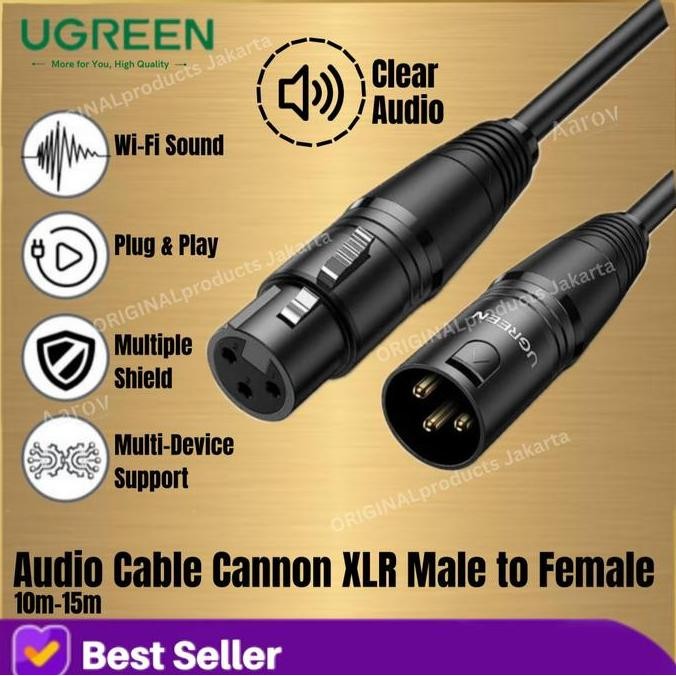 UGREEN KABEL XLR MALE CABLE MICROPHONE TO KARAOKE KE FEMALE CABLE MIKROFON KE MIXER AUDIO STABIL SPE