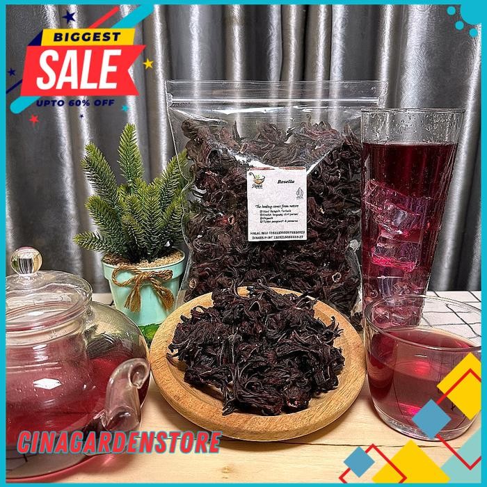 TANAMAN BERKHASIAT ROSELLA UNGU 100 GRAM PREMIUM - BUNGA ROSELLA UNGU KERING TERBAIK