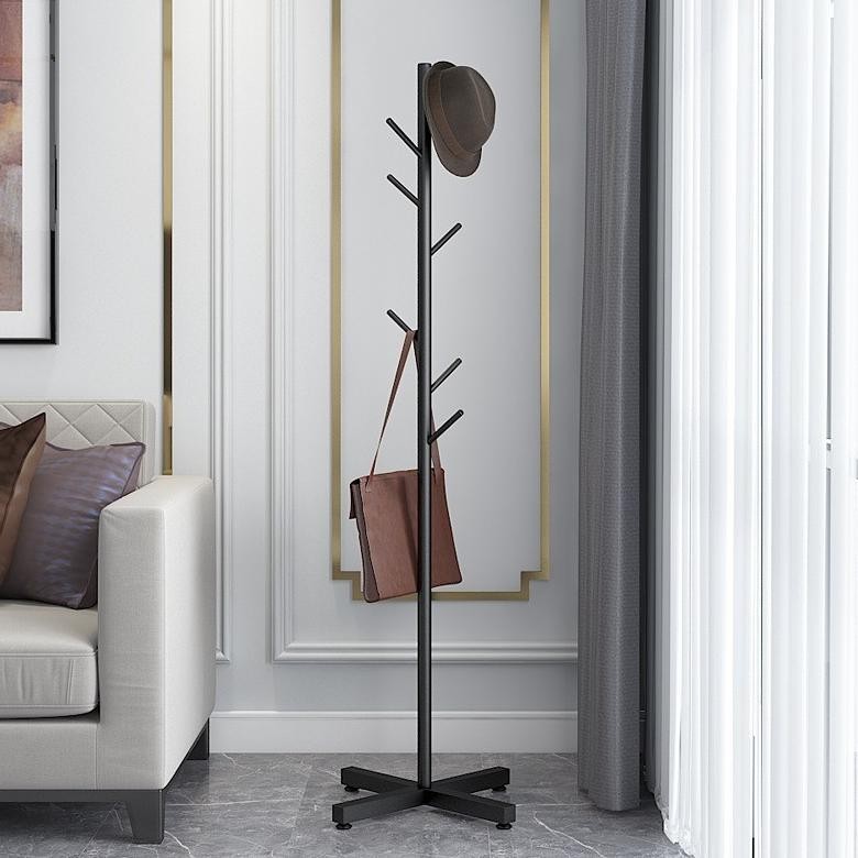 Standing Hanger Gantung Tas Topi Pakaian Bahan Logam Hanger Ruang Tamu Gantungan Besi Berdiri Hanger