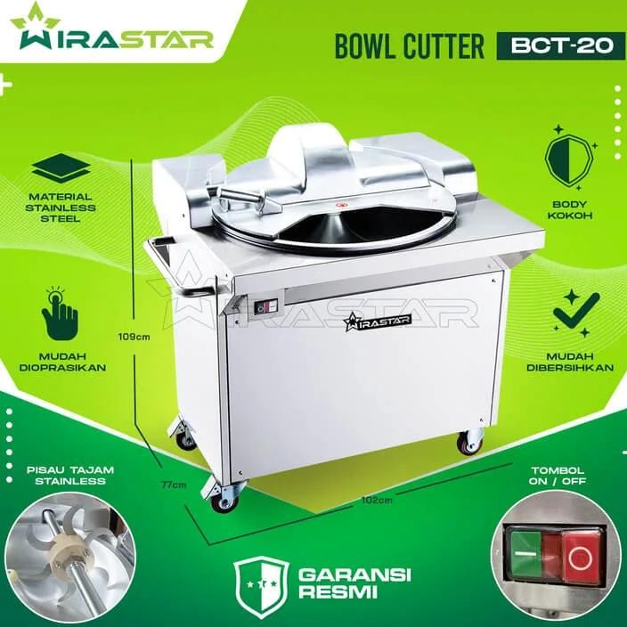 WIRASTAR Fine Cutter BCT-20 - Mesin Giling Adonan Daging Bakso, Siomay, Dimsum,Nugget, Sosis, Dll