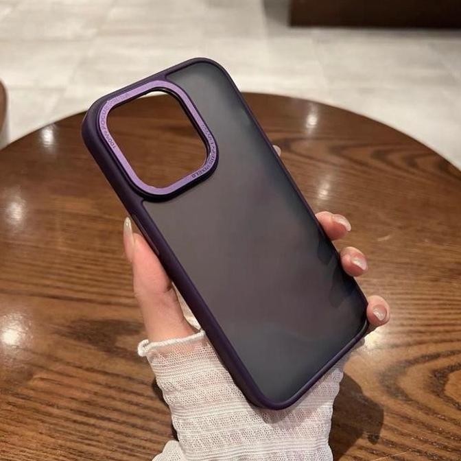 deep purple matte hybrid case pelindung handphone ip 11 12 13 14 15 pro max