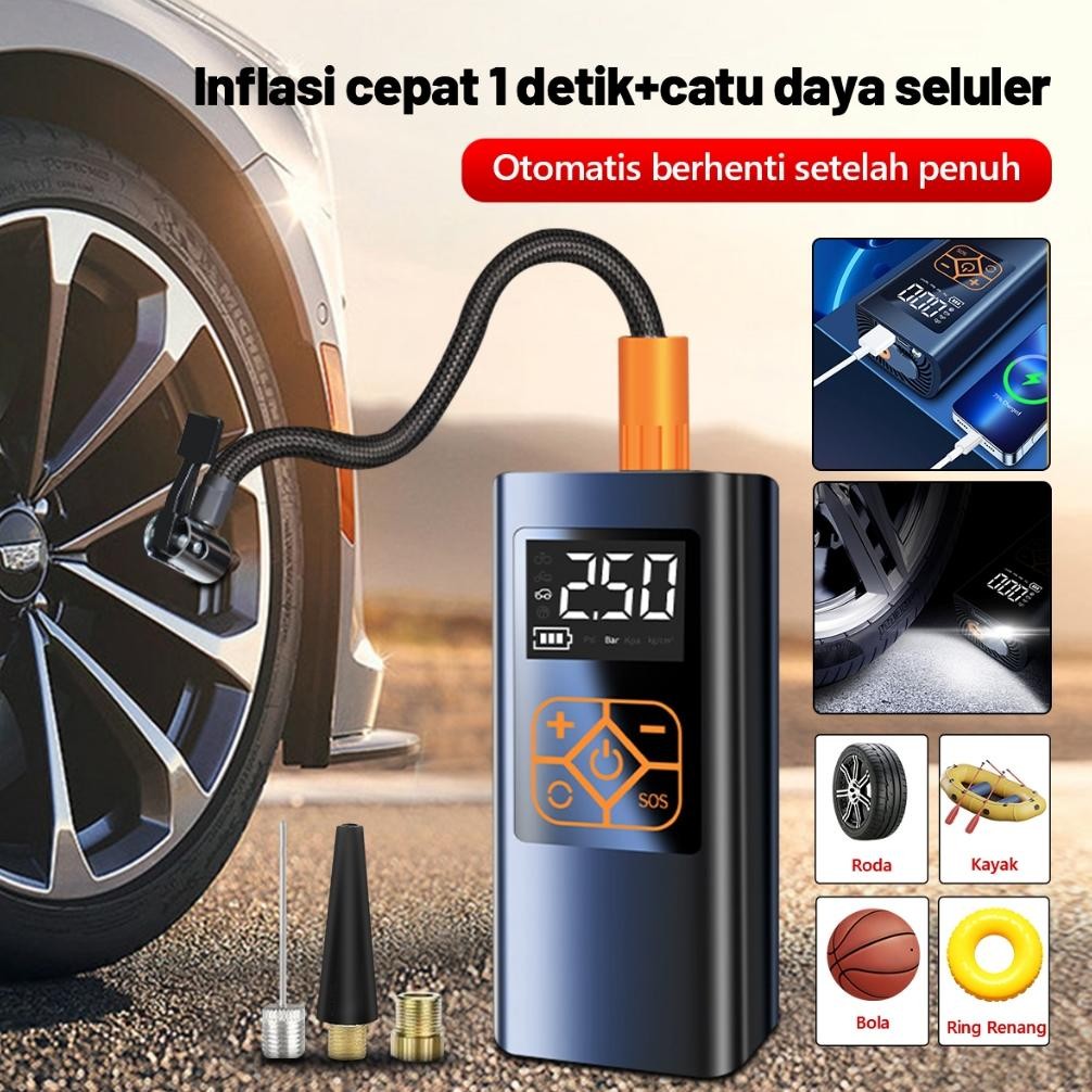 Gd-8 Pompa Ban Electric 10000Mah Dengan Port Pengisian Usb, Lampu Led Pompa Ban Mobil Motor Murah