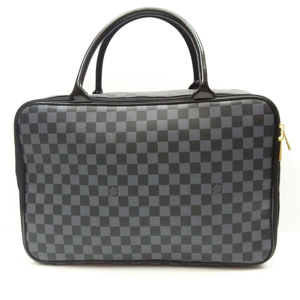 Travel Bag Premium TAS KOPER WANITA LV KOTAK HITAM Original