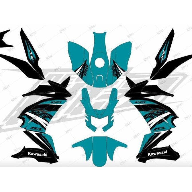 Decal Ninja RR full body custom design MOTIF simple hijau putih D-NINJA RR-004 Original