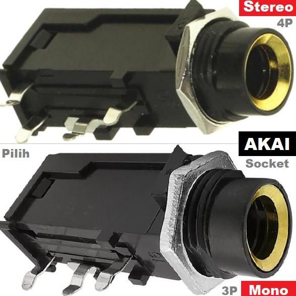 SOCKET STEREO/MONO HEADPHONE/MICROPHONE SOKET JACK MIC AKAI TOA 6.5MM