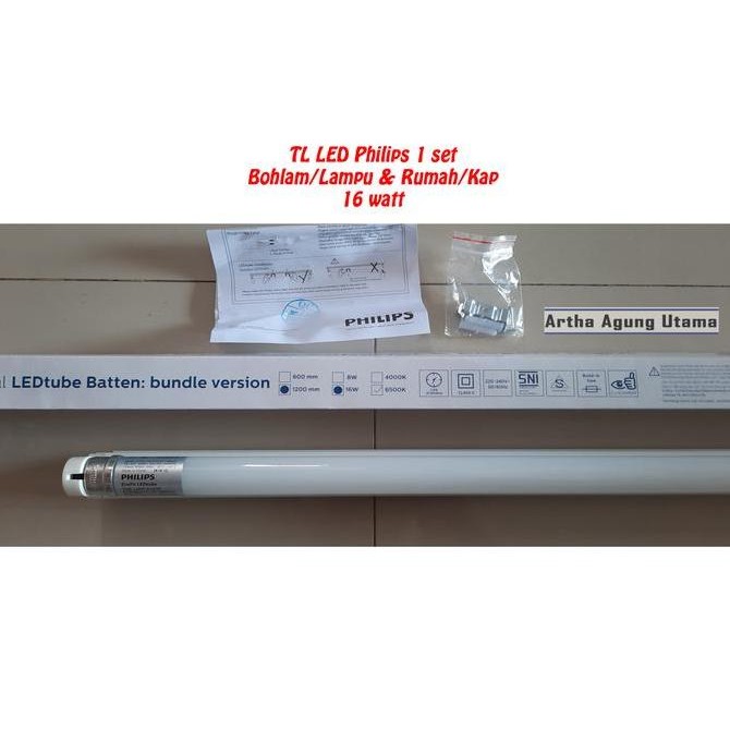 populer] LAMPU PHILIPS LED NEON TL 16 W ECOFIT 16W 16 Watt + Rumah (SET) PUTIH