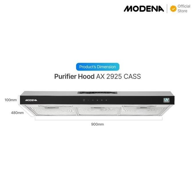 Modena Ax 2925 Cass Purifier Slim Hood Hybrid // Modena Ax2925Cass Cookerhood Penghisap Asap Dapur