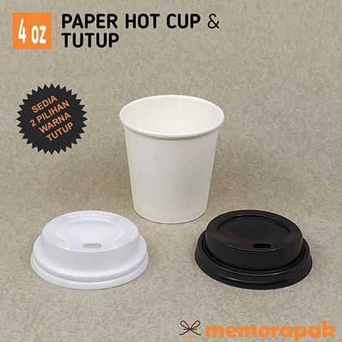 Paper Cup 4 Oz - Hot Cup + Tutup - Gelas Kertas Kopi Espresso