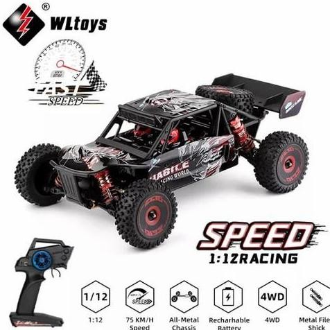 Wltoys 124016 Mobil Rc Truggy Offroad Brushless 1/12 4Wd 75Km/H Rtr