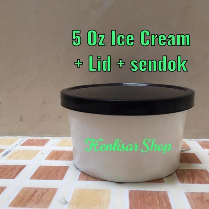 Ice Cream Cup 5 Oz Dengan Tutup Dan Sendok Isi 50 Pcs