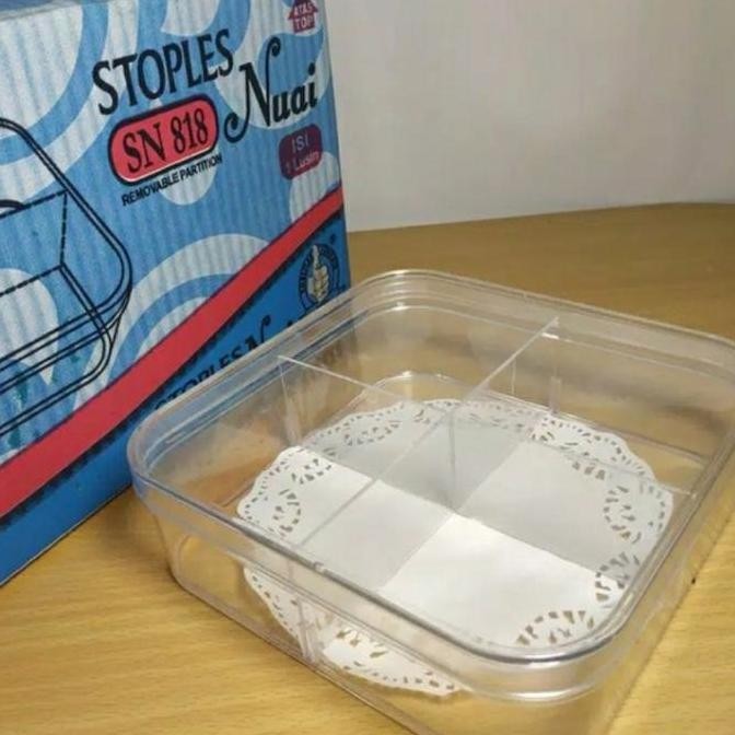 Toples Kue Kering Sekat 4 Nuai Sn 818 Keler Segi Stoples Mika Plastik