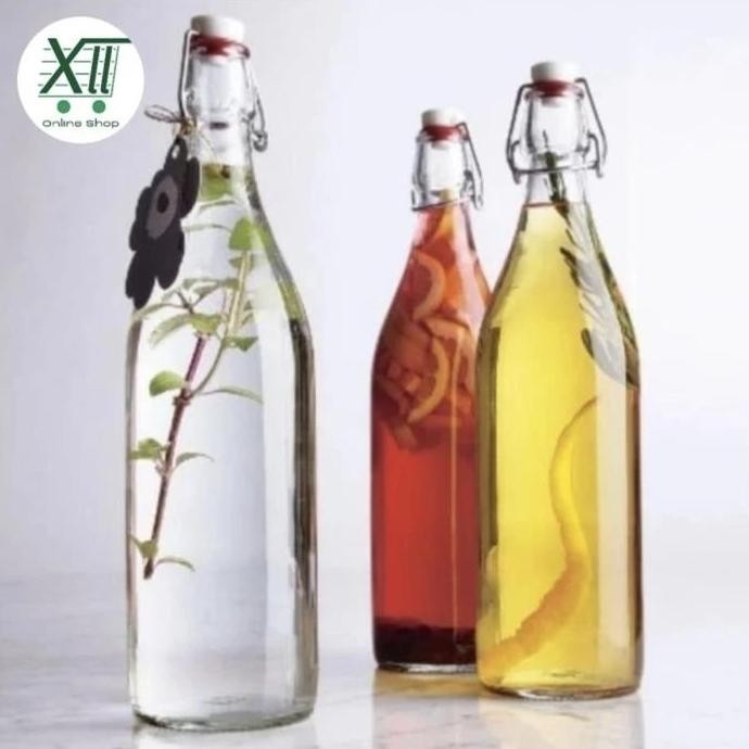 Botol Kaca + Tutup Swing 1 Liter Kombucha Tea Glass Bottle With Swing Cap 1000 Ml