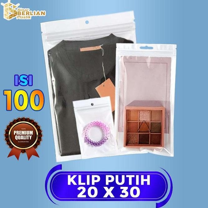 20 X 30 Cm Plastik Klip Putih / Plastik Ziplock (100 Lbr)