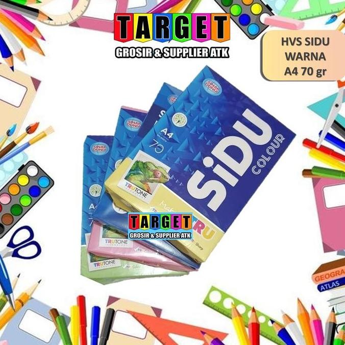 Kertas Hvs Warna A4 Sidu Color ( Biru Merah Pink Kuning Hijau )