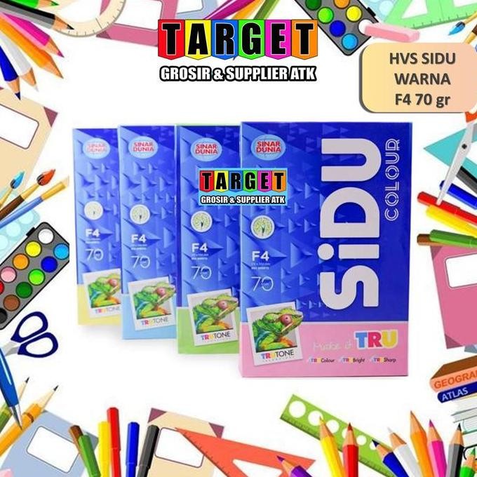 Kertas Hvs Warna F4 Sidu Color ( Biru Merah Pink Kuning Hijau )