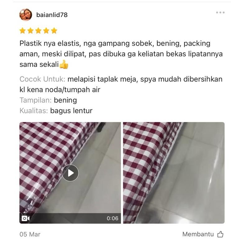 Prermium Taplak Meja Makan/Taplak Meja Anti Air/Taplak Meja Plastik Meteran/Taplak Meja Bening/Plast