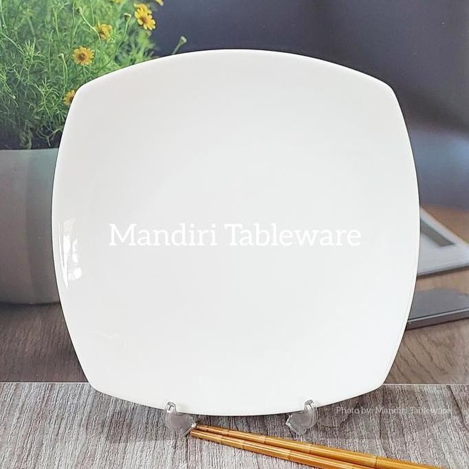 Piring Keramik Kotak 21,5 Cm | Piring Saji | Putih Polos | Isi: 1 Pcs