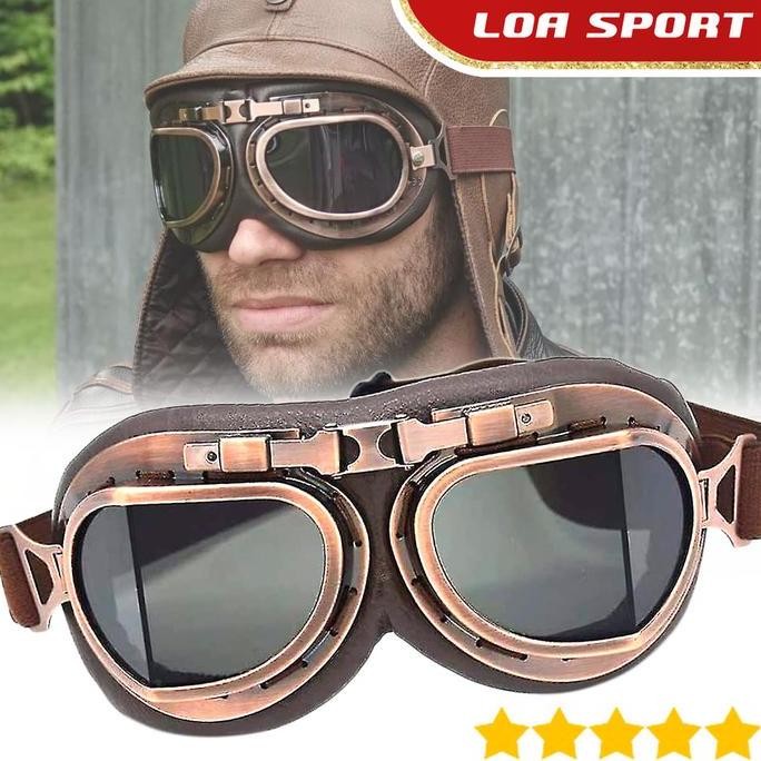 Kacamata Motor Lipat Classic Vintage Aviator Goggles Pilot Style