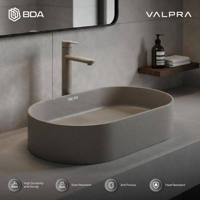 Valpra Wastafel Cuci Tangan Wastafel Kamar Mandi Wastafel Meja Wastafel Granit Oval V Gb 6040