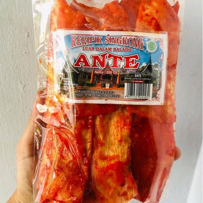 New Keripik Singkong Balado ANTE - Kripik Singkong Pedas - Keripik Sanjay Minang - Cemilan Singkong