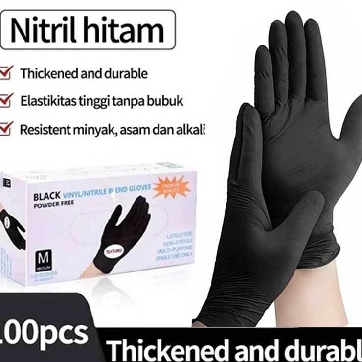 1 Box 100 Pcs Sarung Tangan Nitrile Nitrile Hitam Sarung Tangan Nitrile Handscoon Nitril Gloves