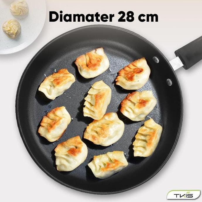 Merek Tkis Wajan Penggorengan Besi Anti Lengket Teflon Frypan Warna Hitam Maron Ukuran 28 Cm Tk-851 