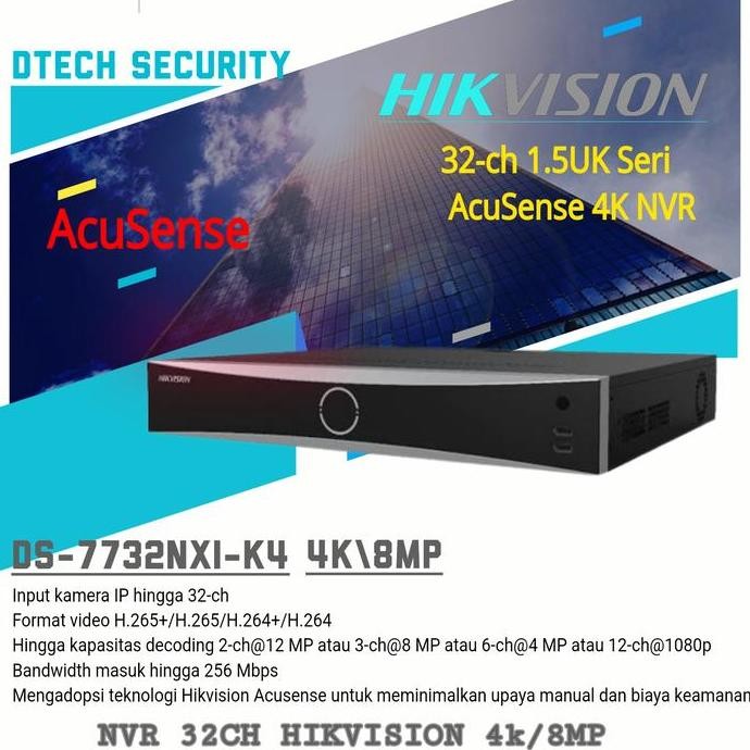NVR HIKVISION DS-7732NXI-K4 4K8MP ACUSENSE/NVR 32CH HIKVISION