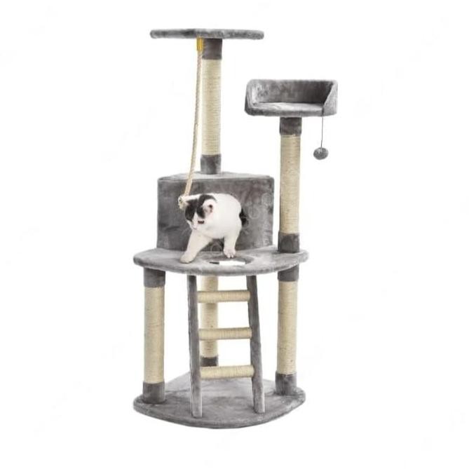 Pohon Bermain Kucing 131cm Cavea Warna Abu-abu