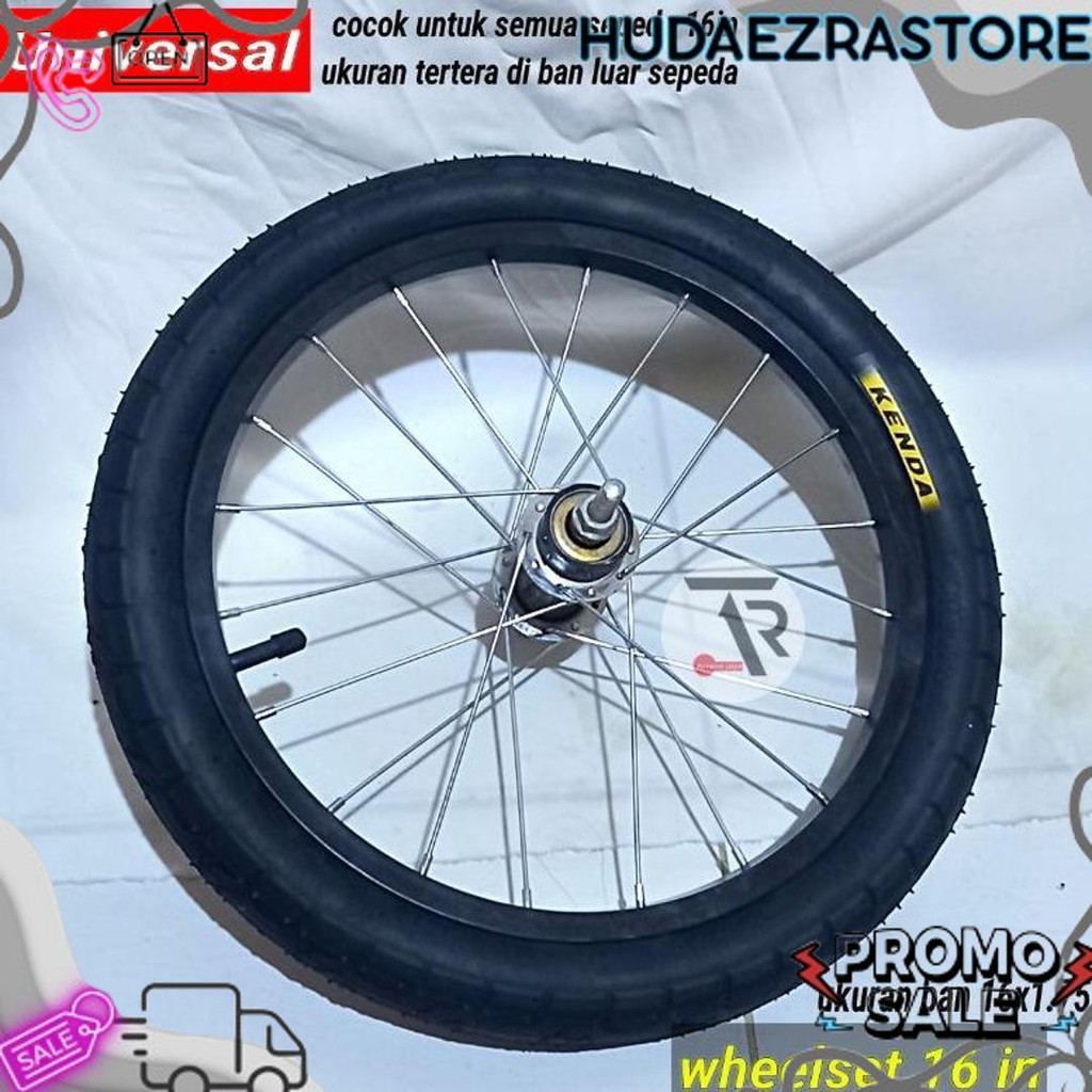 Terlaris Roda sepeda 16 lengkap sudah di pasang ban 16x1.75 kenda / wheelset sepeda 16 x 1.75 KENDA 