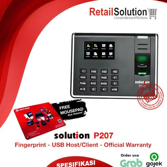 TERMURAH - Mesin Absensi Fingerprint SSR - Solution P207 / P-207 / P 207