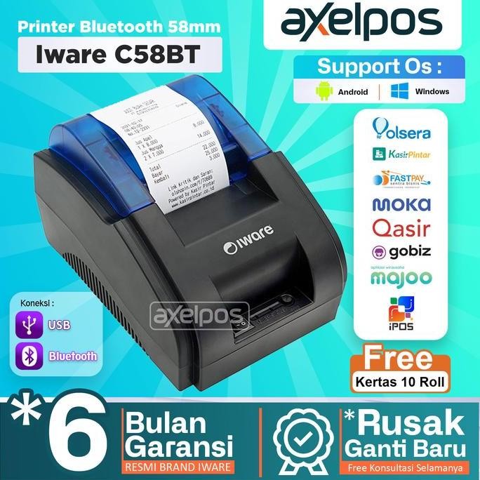 TERBARU - PRINTER KASIR BLUETOOTH C-58BT SUPPORT MOKAPOS GOBIZ