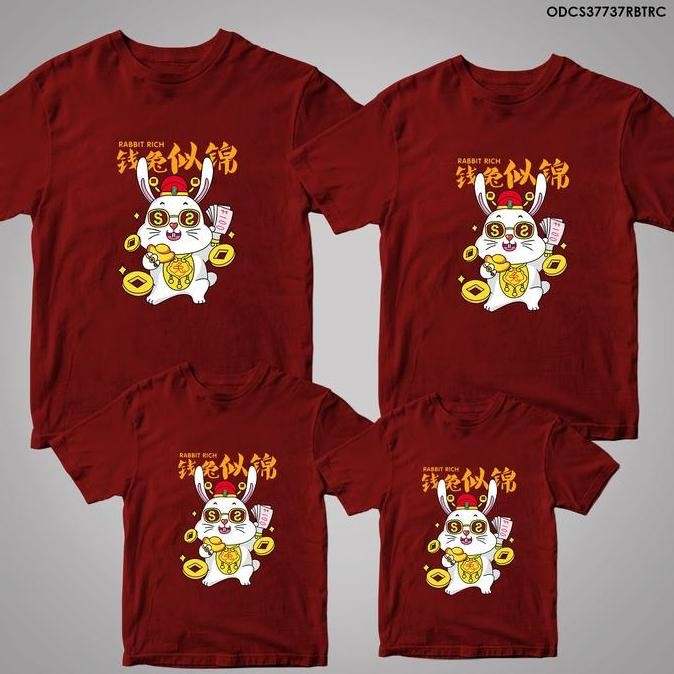 TERLARIS - Baju Kaos Sincia Imlek Kelinci 2023 Keluarga Couple Wanita Oversize Big Size Jumbo