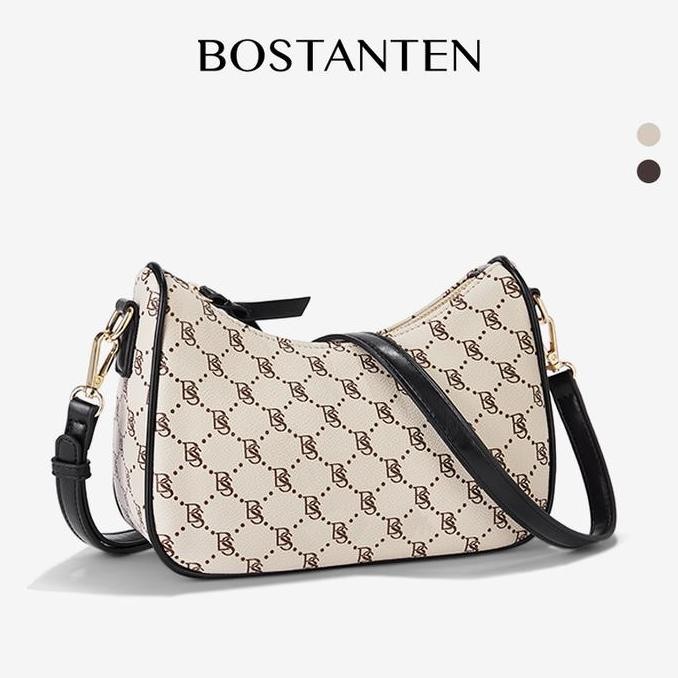 Hobo Bag BOSTANTEN Monogram Slingbag Tas Selempang Wanita Tas Rantai Wanita Kulit Sintetis