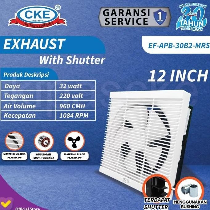 PROMO - CKE Fan Official - Wall Exhaust Fan 12 Inch Kipas Angin Hexos Dinding Ventilasi Dapur 12"