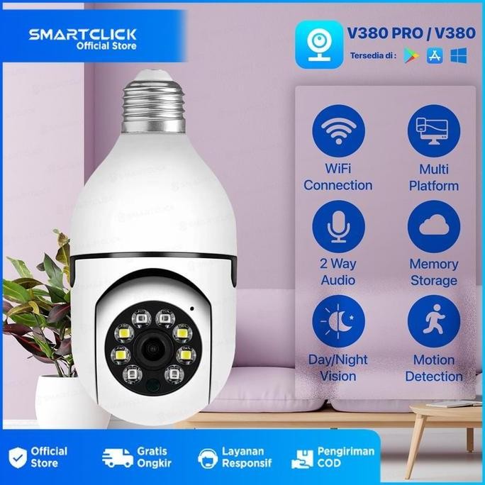 CCTV Wifi 360 derajat 1080P 3MP Lampu IP Smart Kamera CCTV 3D Original