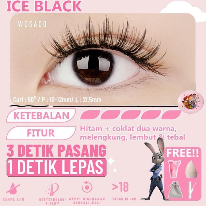 TERMURAH - (ICE BLACK) ZOOTOPIA X WOSADO Bulumata Magnetic Bulumata BOLD Eyelash Extention