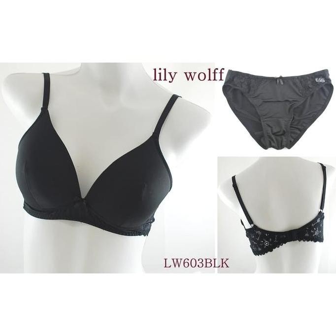 BRA SET LILY WOLF TANPA KAWAT LACE WIRELESS SEXY BH (LASENZA TRIUMPH