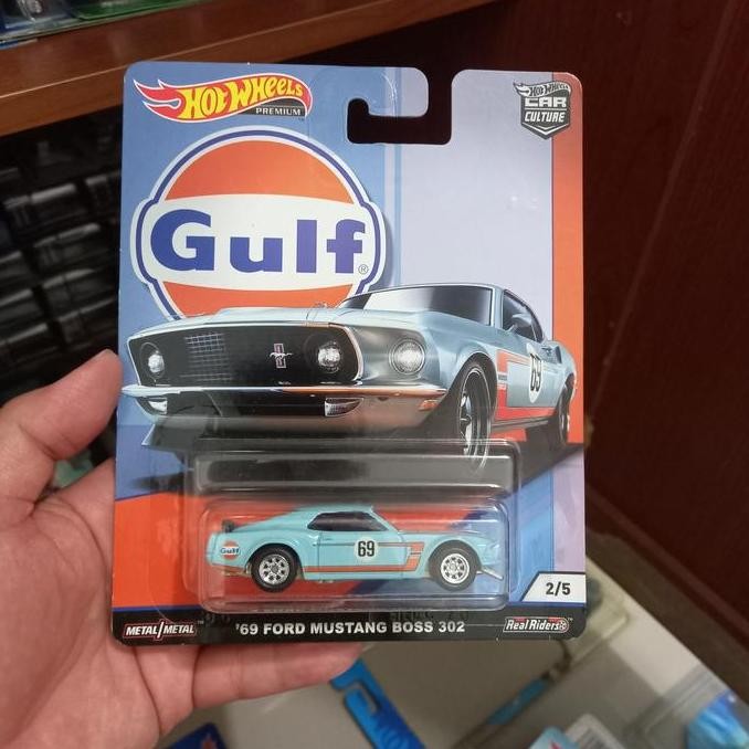 Hotwheels 69 Ford Mustang Boss 302 Gulf Car Culture Ban Karet