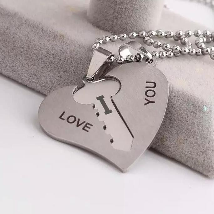 NEW - Kalung titanium couple hati kunci terlaris hadiah kekasih impor korea