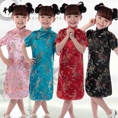 ~~~] CHEONGSAM QIPAO ANAK MOTIF NAGA DAN PHONIX SILK SUTRA GONG XI FA CAI