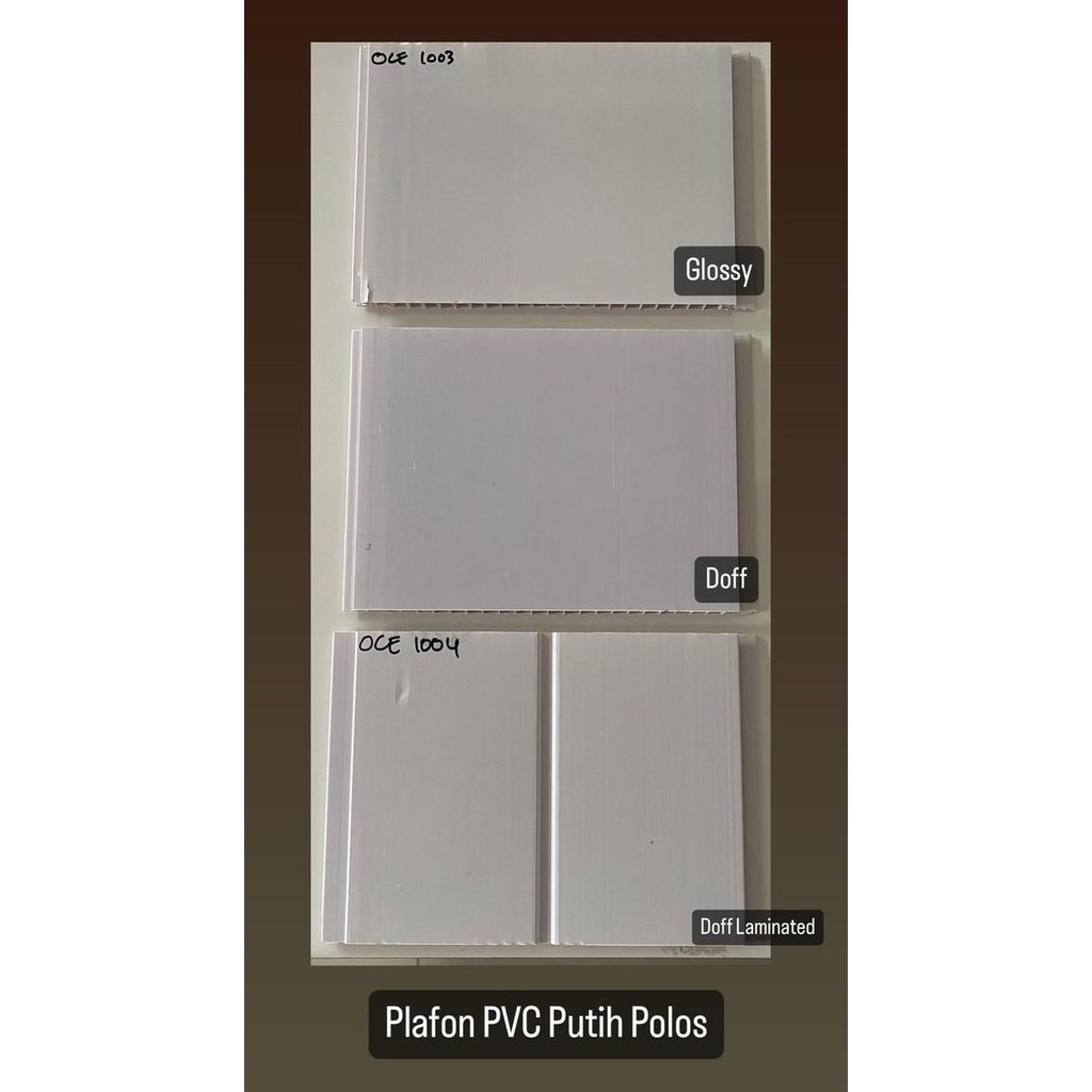 .........] Plafon PVC Putih Polos Doff, Glossy & Putih Polos Doff Laminated