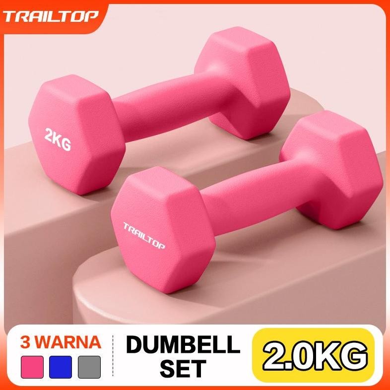 TrailTop Dumbbell Barbel 2kg Sepasang Alat Fitnes Rumah Gym Workout Angkat Beban Olahraga